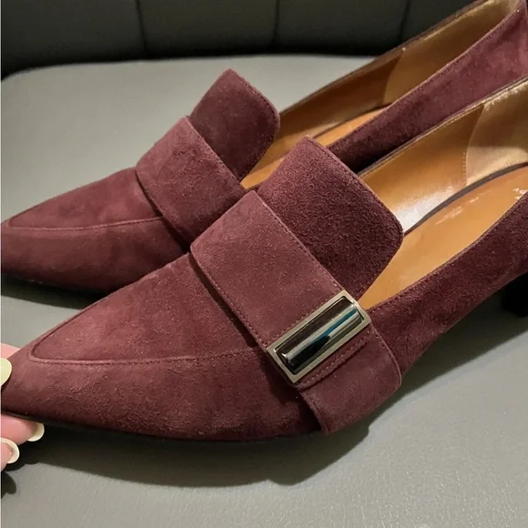 Aquatalia Maroon Suede Heels 11 M - Picture 6 of 8